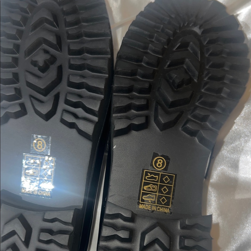 Princess Polly Glossy Black Loafers with Gold Accent - Picture 3 of 5